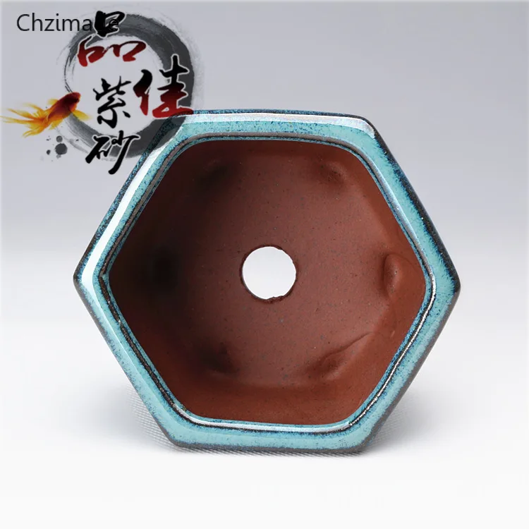 Chzimade Шестигранная Китайская керамика бонсай цветочные горшки для растений глазурованный горшок плантатор предметы домашнего обихода