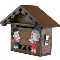 Solid Wood Handmade and Hand-Painted Cute Character Small Mailbox Electricity Bill Suggestion Box Gardening Outdoor Mailbox