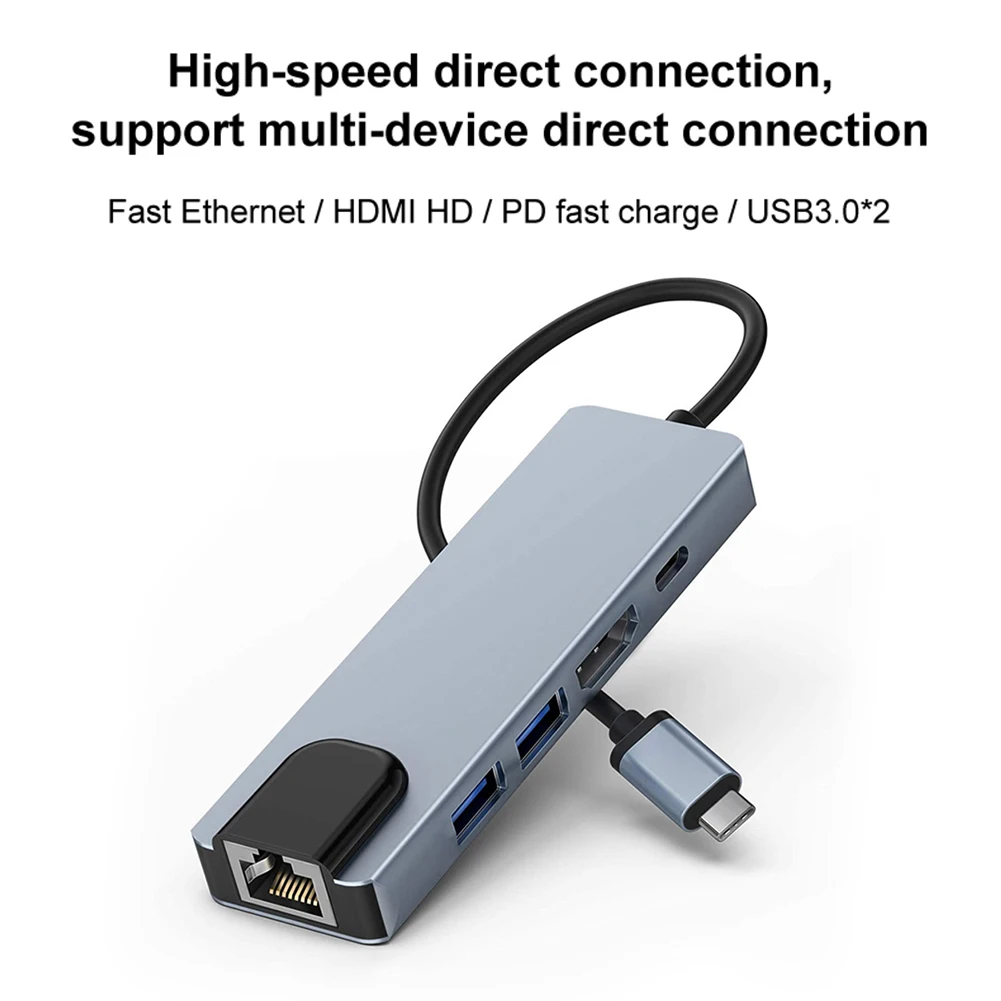 5 в 1 концентратор USB Type C HDMI-совместимый мультипортовый адаптер с выходом 3 0 2 RJ45