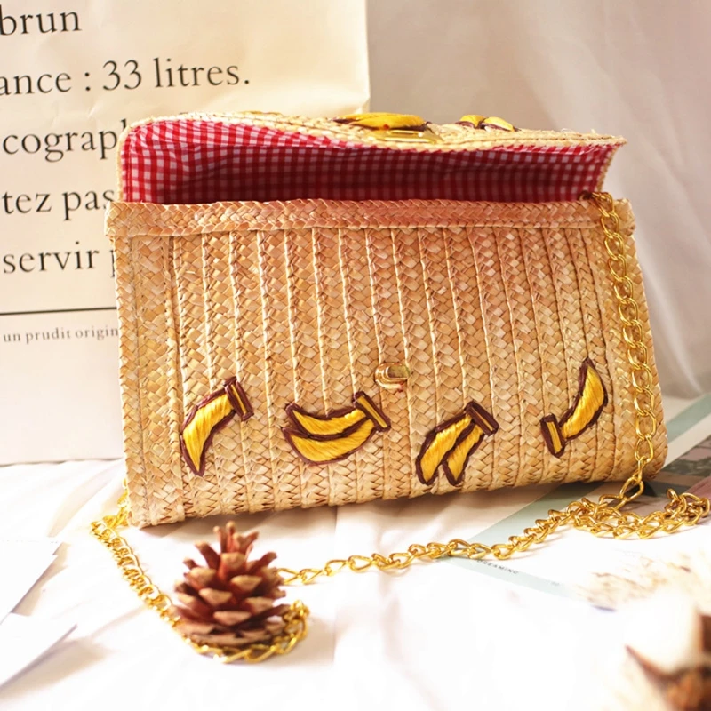 

Banana Straw Messenger Shoulder Crossbody Clutch Flap Chain Bag Beach 20CA