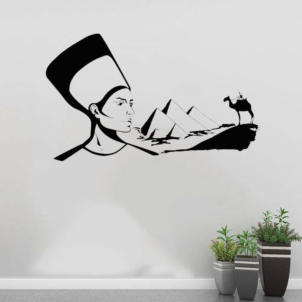 

Modern Egyptian Queen Decal Egypt Bedouin Desert Camel Cleopatra Wall Decal For Living Room Decoration Vinyl Stickers ov613