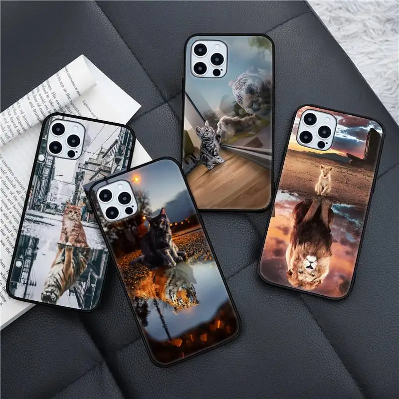 Чехол для телефона с изображением кота тигра собаки льва Для iPhone 11 12 13 pro XS MAX 8 7 6 6S