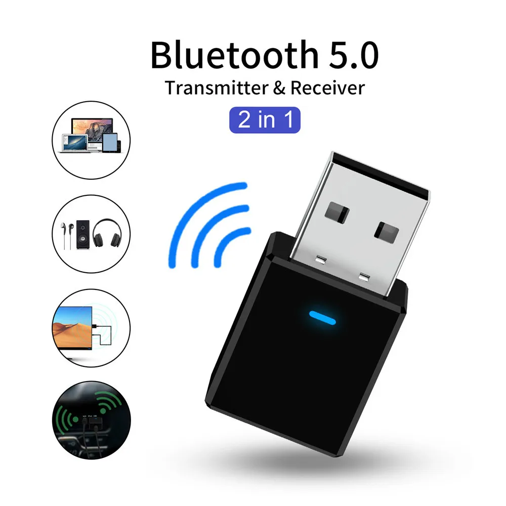 Беспроводной адаптер Bluetooth аудио приемник передатчик 2 в 1 мини стерео BT V5.0 AUX RCA USB 3