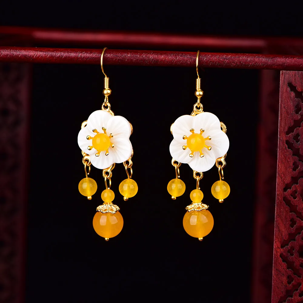 Китайский тренд темпераментный персональный желтый Цветной Глазурью Серьги