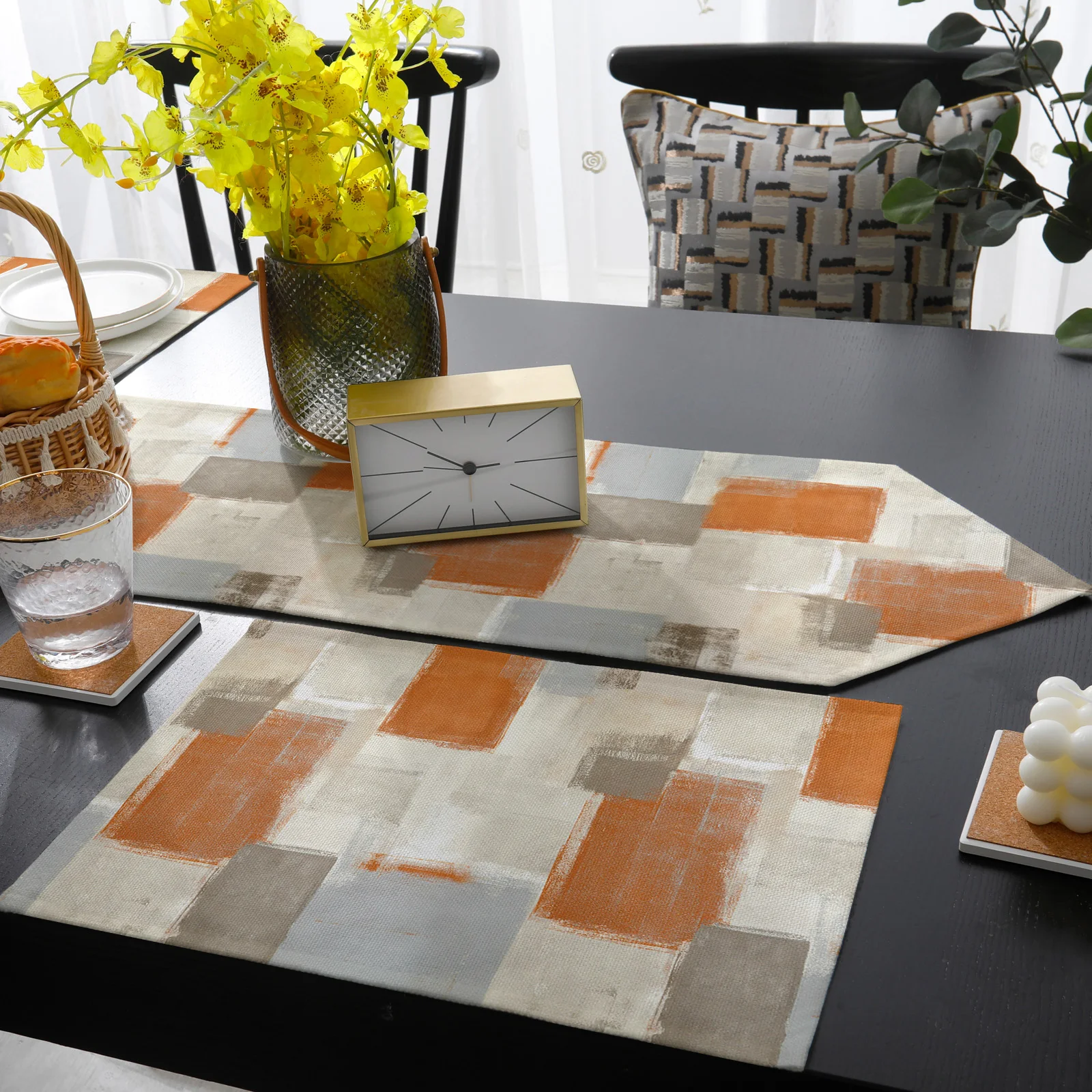 Оранжевый граффити абстрактная настольная дорожка и подстилка набор настольных