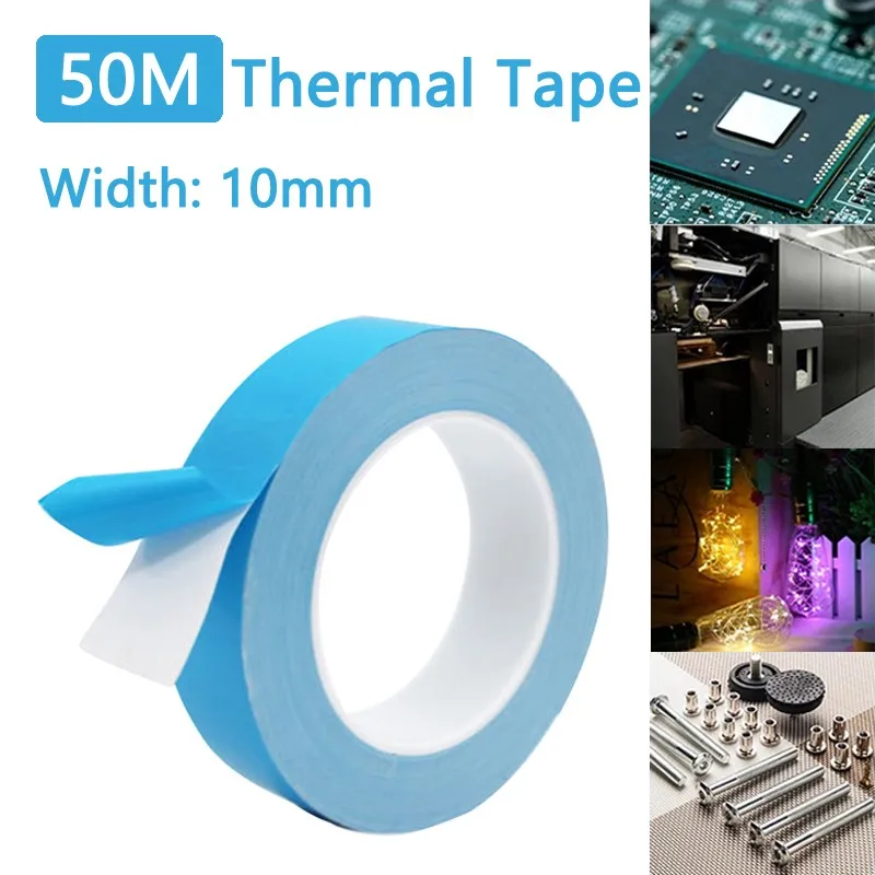 

164FT Double Side Thermal Conductive Tape Blue Heat Transfer Tape 10mm Width For Chip PCB LED Strip Heatsink Double-sided Tape