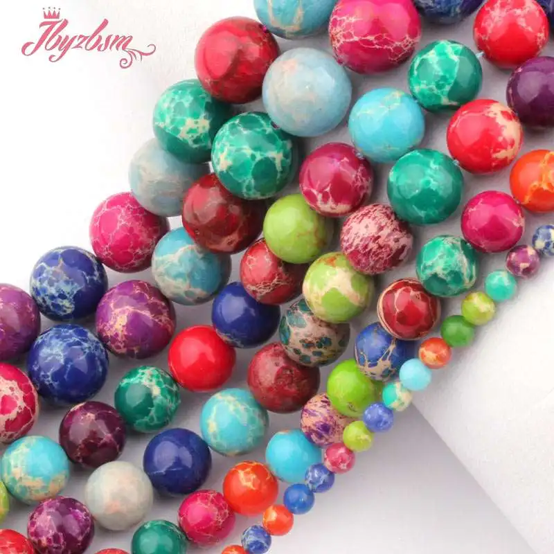6 8 10 12mm Round Smooth Mixed Color Sea Sediment Stone Beads Strand 15&quot For DIY Necklace Bracelats Jewelry Making Free Shipping |