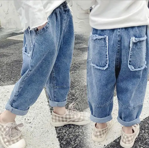 Весна Осень 2019 детская одежда повседневные джинсовые брюки карандаш для