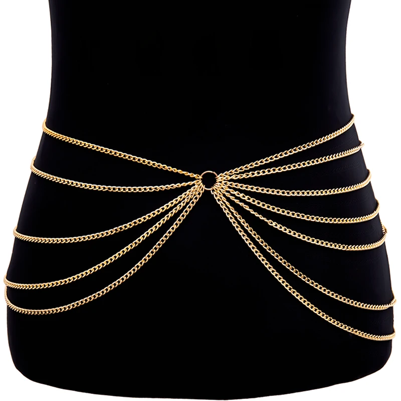 Цепочка на живот Женская золотистая пикантный пояс массивное Ювелирное