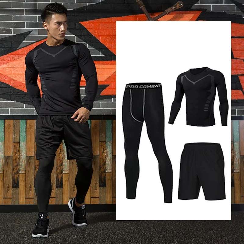 

Sports Suit Fast Drying Tops Short Pants Sports Tight Suit Men's Casual Fitness Fast Drying Elastic Short Sleeve Short Pants