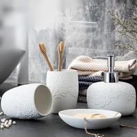 creative embossed ceramic bathroom accessories set bathroom kit wash set wedding gift simple toothbrush holder soap dispense