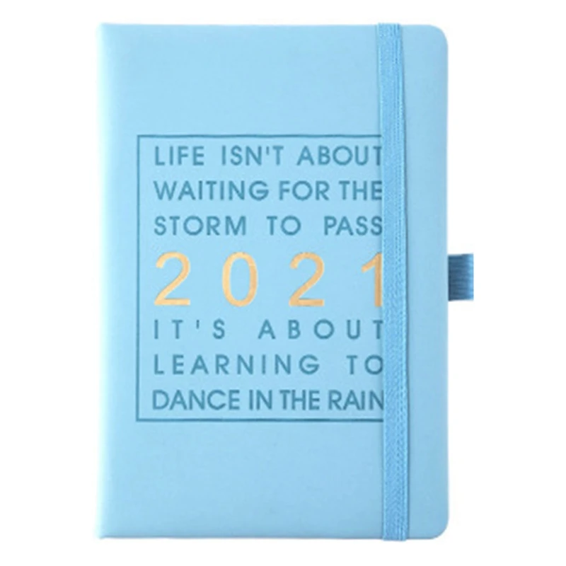 

New Fashion Agenda 2021 Jan-Dec Diary English Language Thicken Notebook A5 Leather Soft Cover School Planner Efficiency Journal