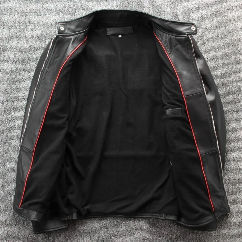 Модное осеннее пальто из овчины для мужчин черная деловая куртка натуральной