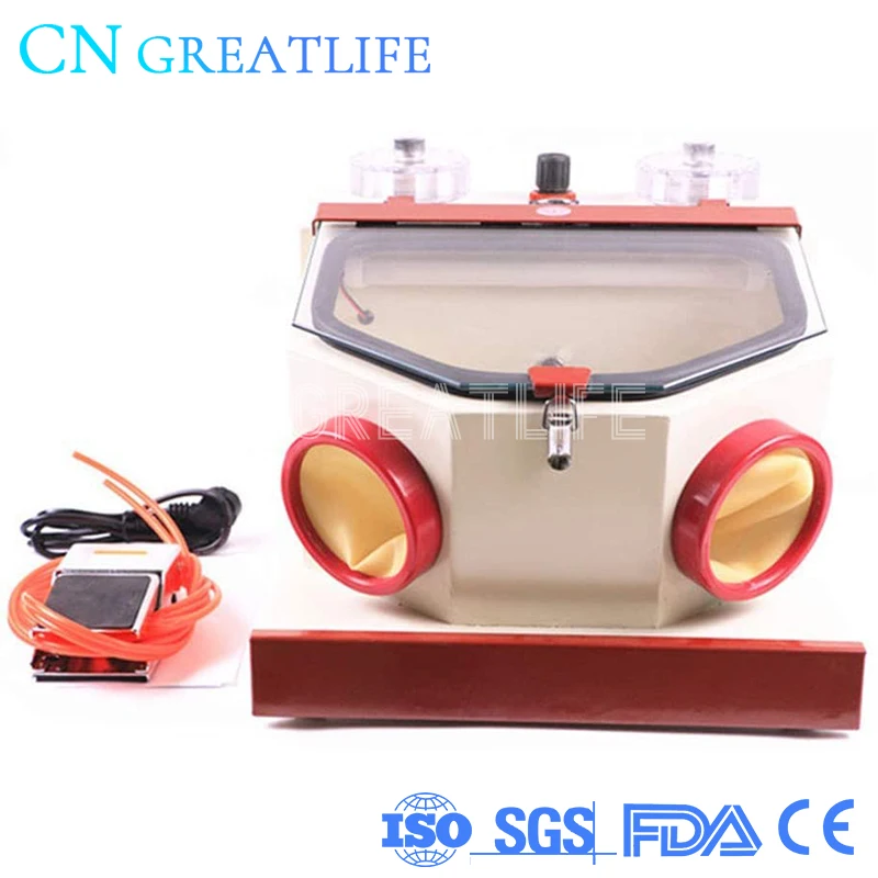 

Dental Lab Equipment Twin Double Pen Sandblaster Sandblasting Dry Air Polisher Prophy Sandblasting Machine with Led and Drawer