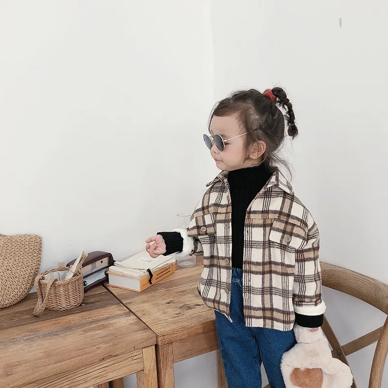 Детская Повседневная бархатная блузка с длинным рукавом теплая утолщенная