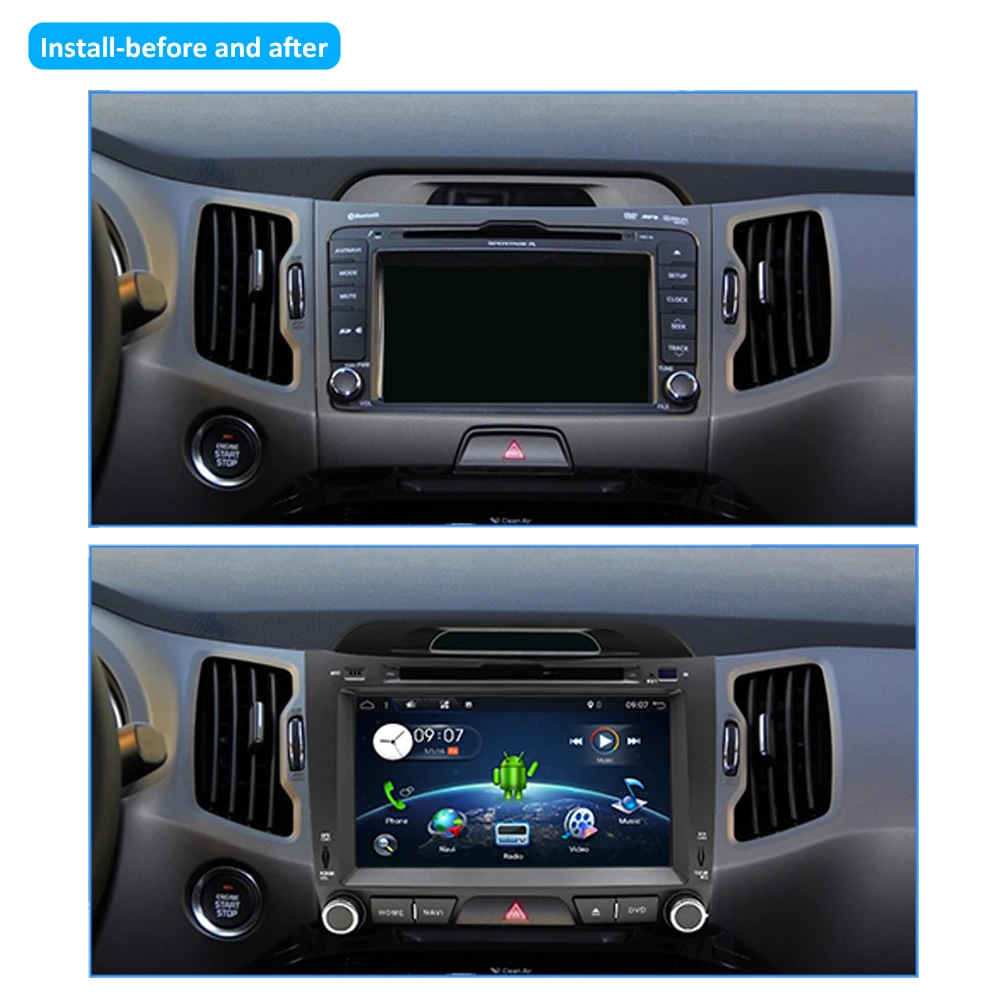 Android 10 четырехъядерный автомобильный dvd плеер для KIA sportage 2011 2012 2013 2014 2015 головное