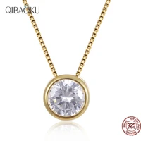 925 sterling silver necklace for women zircon simple necklace gold silver color wedding pendants jewelry gift