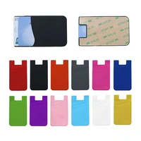 double pocket elastic stretch silicone cell phone id credit card holder sticker universal wallet case card holder
