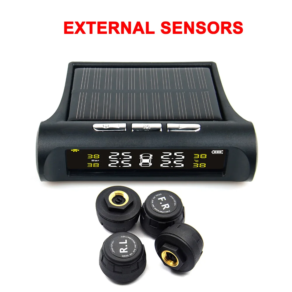 External sensor TPMS Car Tire Pressure Solar Power USB Monitoring System LCD Display 4 External Sensors Temperature Warning - Тип: External sensor