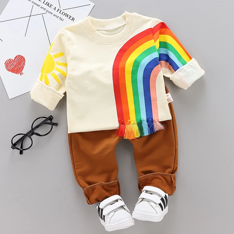 Комплект одежды для маленьких мальчиков футболка с длинными рукавами и рисунком