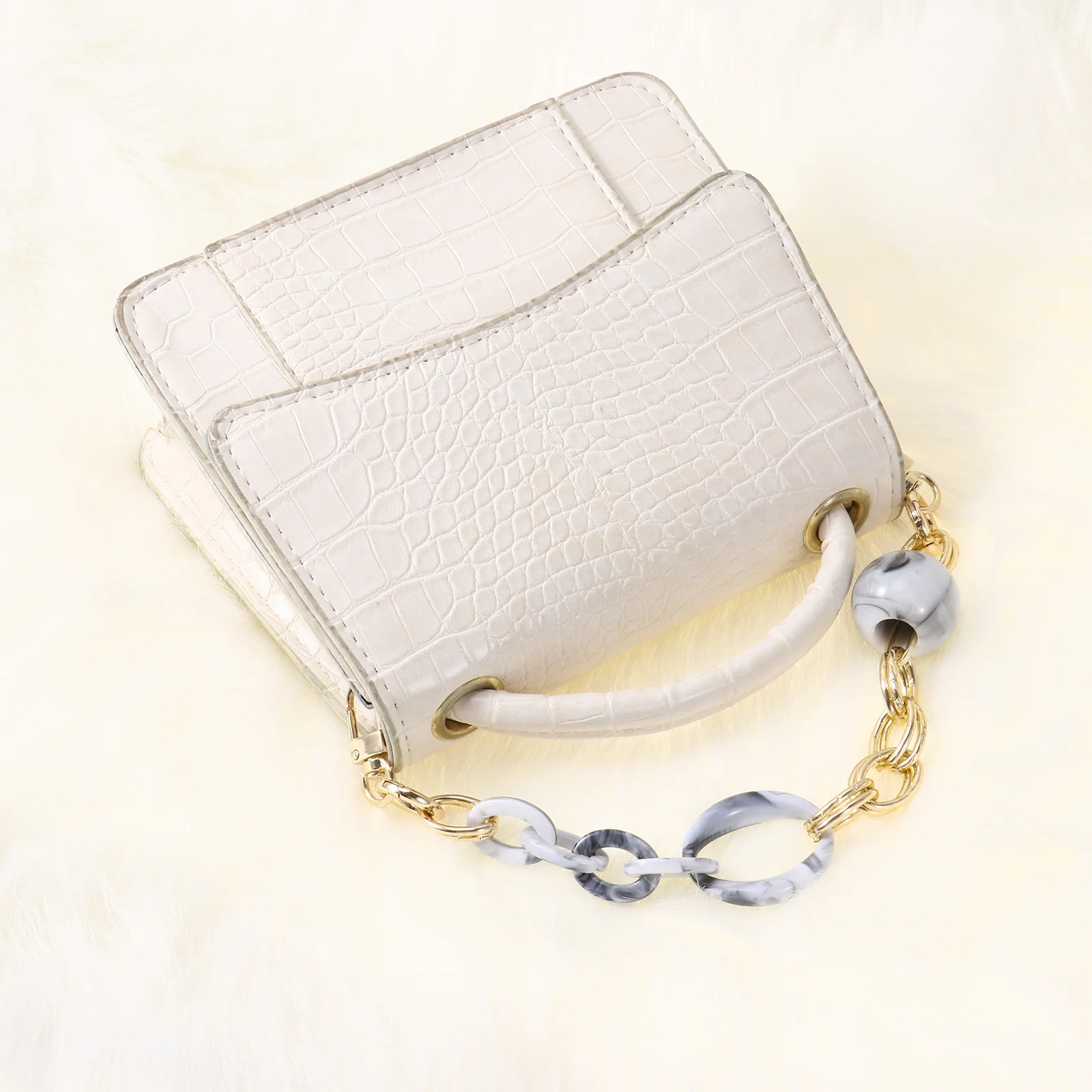 

Cute Bead Chain Resin Bag Handbag Accessorie Acrylic Handbag Chain Fashion Portable Purse Wallet Grip Handle DIY Bag Metal Chain