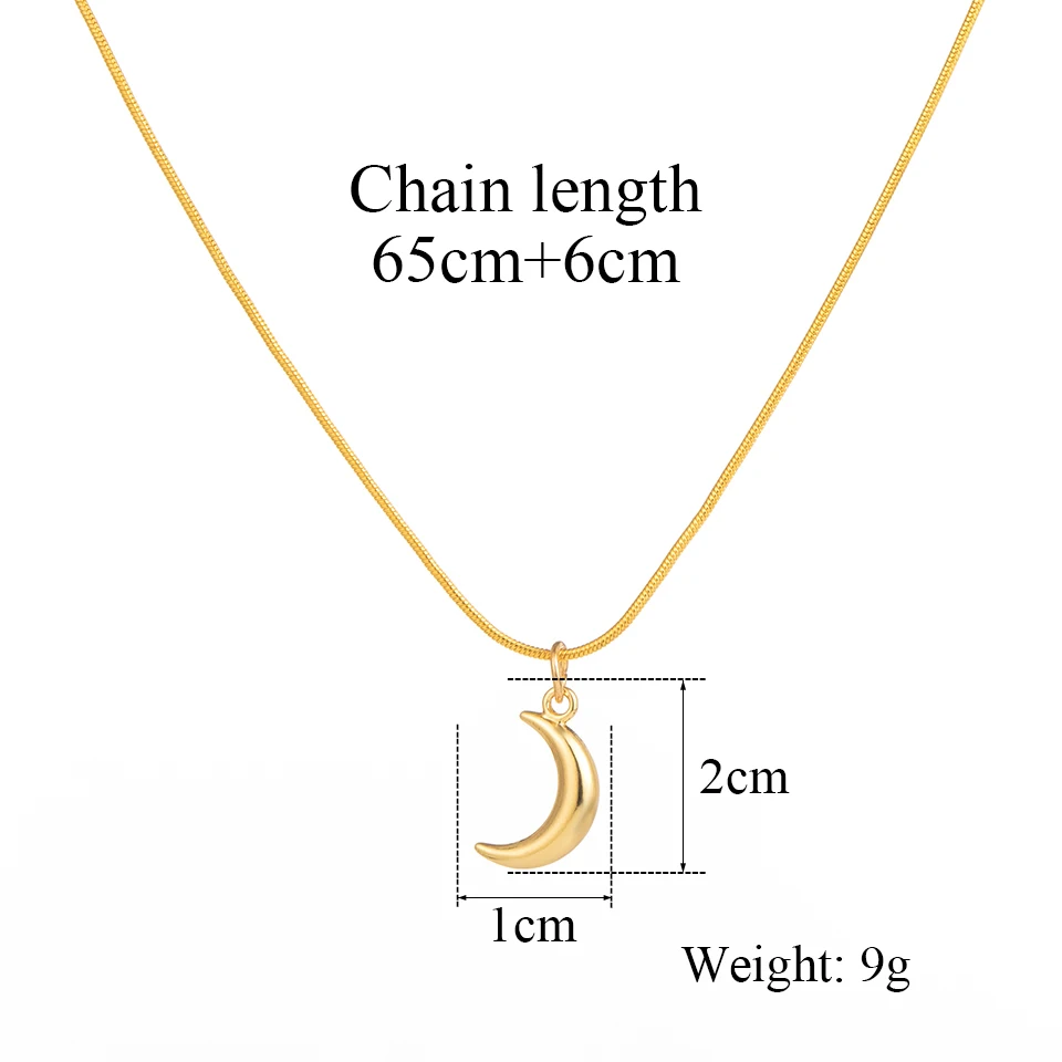Минималистичные милые золотые форма лунной звезды Подвеска цепочка-змейка
