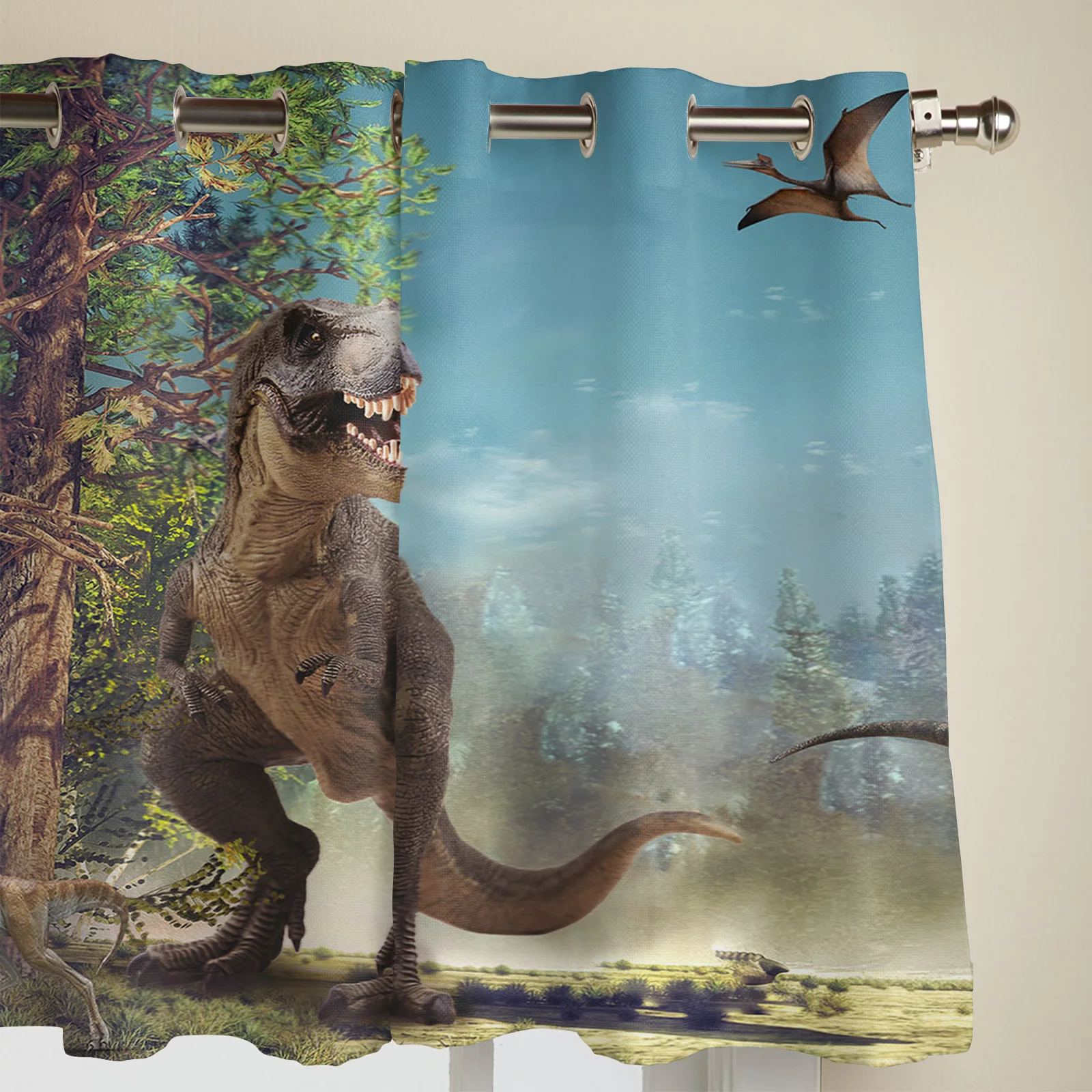 Оконные шторы с 3D динозаврами Юрского периода Девы леса домашний декор занавески