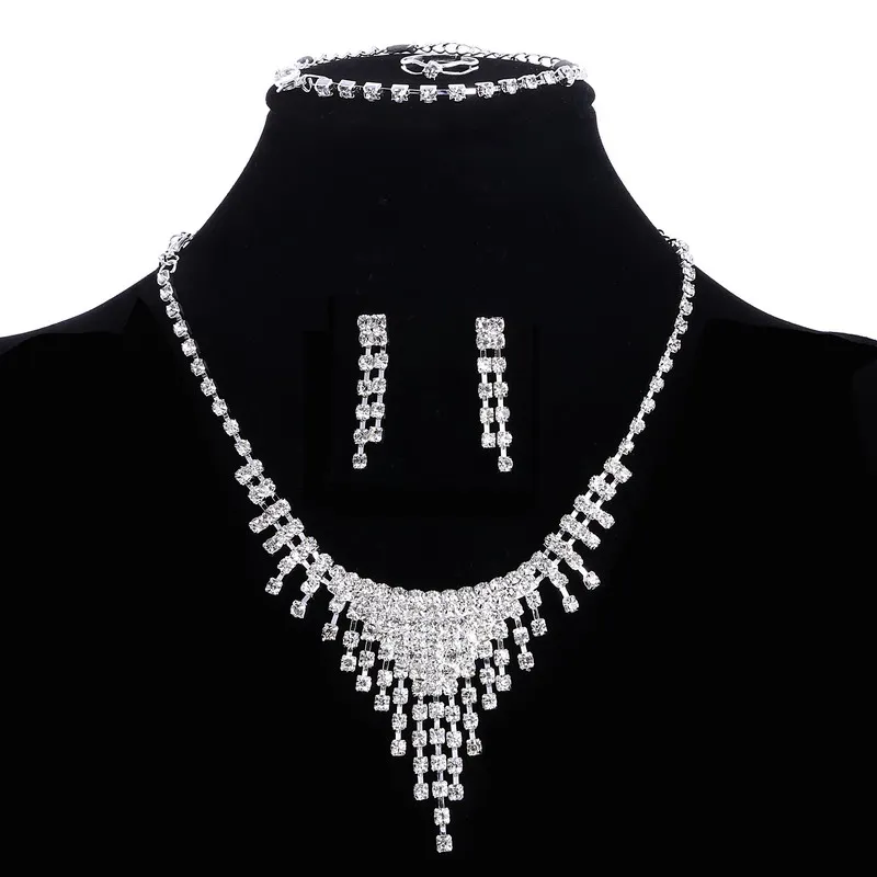 MINHIN австрийский кристалл свадебные комплекты украшений для женщин Bijoux аксессуары для бракосочетания сверкающие посеребренные кулон ожерелье наборы - Окраска металла: 725