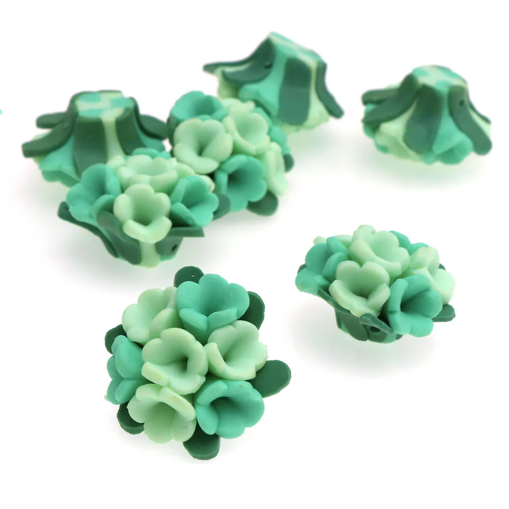 10 шт. бусины из полимерной глины с тремя тычинками|Бусины| |