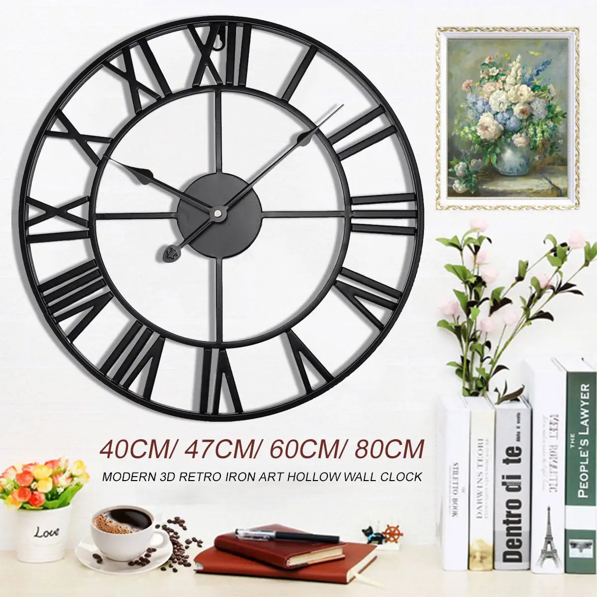 

3D Large Retro Wall Clock Oversized Wall Watch Pared Horloge Clok Luxury Art Big Gear Metal Vintage living room