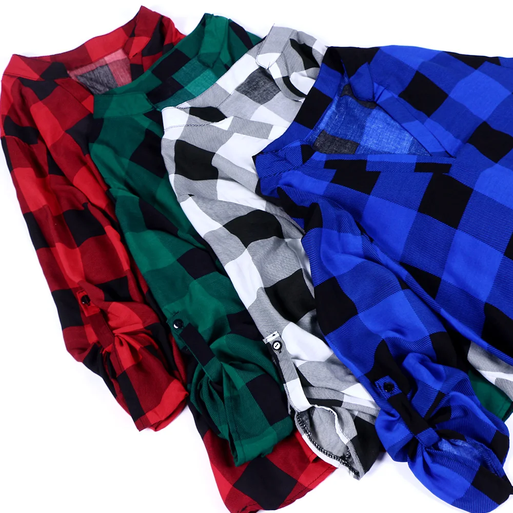 Популярная блузка рубашка женские рубашки Женская Повседневная клетчатая