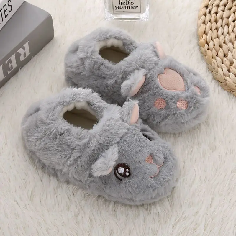 

Furry Rabbit Slippers Children Autumn Winter Comfort Warm Fluffy Slippers Cotton Non-Slip Thick Home Indoor Shoes Boy Girl Shoes