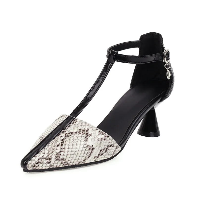

Ladies Sexy Sandals T-shaped High Heels Pointed Snake Pattern Buckle Strap High Heels Fashion Party Mature Elegant Women's Shoes