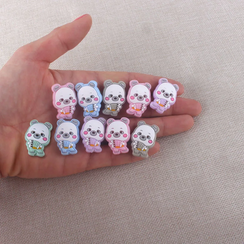 3Pcs Loose Mini Silicone Animal Beads Chew Teether Beads for DIY Making Baby Teether Products