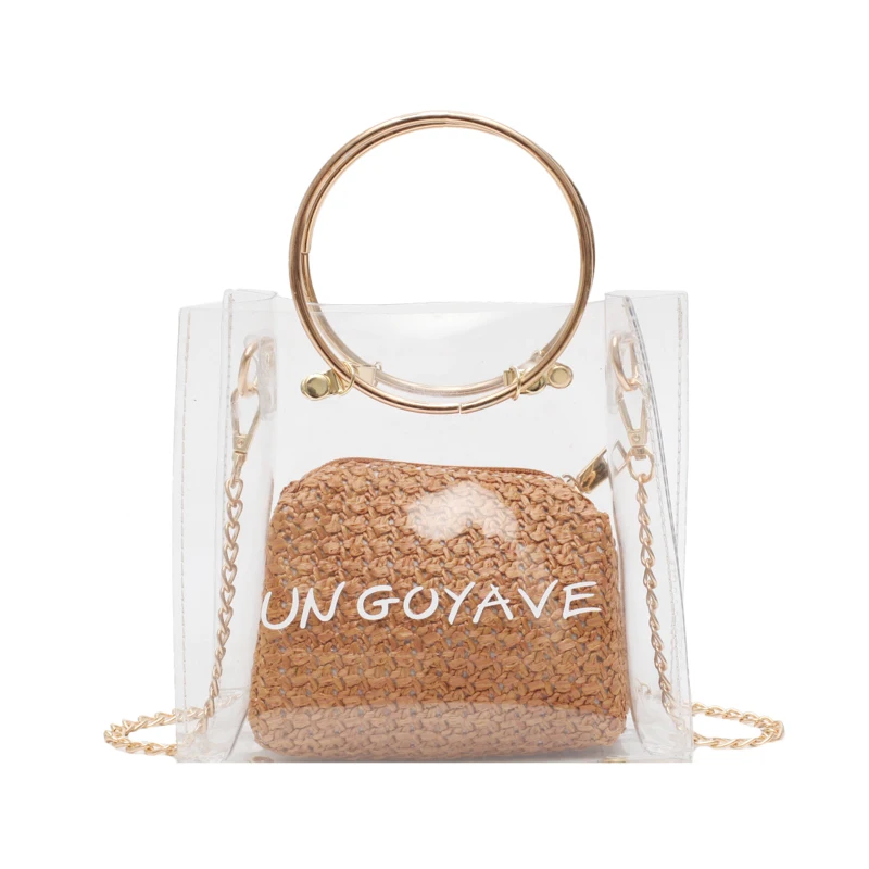 

Женская летняя модная прозрачная сумка-цепочка с круглым браслетом, кошельки и сумки, дизайнерские сумки через плечо 2021