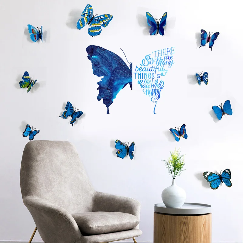 

12Pcs 3D Butterfly Wall Sticker Art Wall Decal Party Wedding Decoration Removable Vinyl Self-adhesive Wallpaper Home Decor