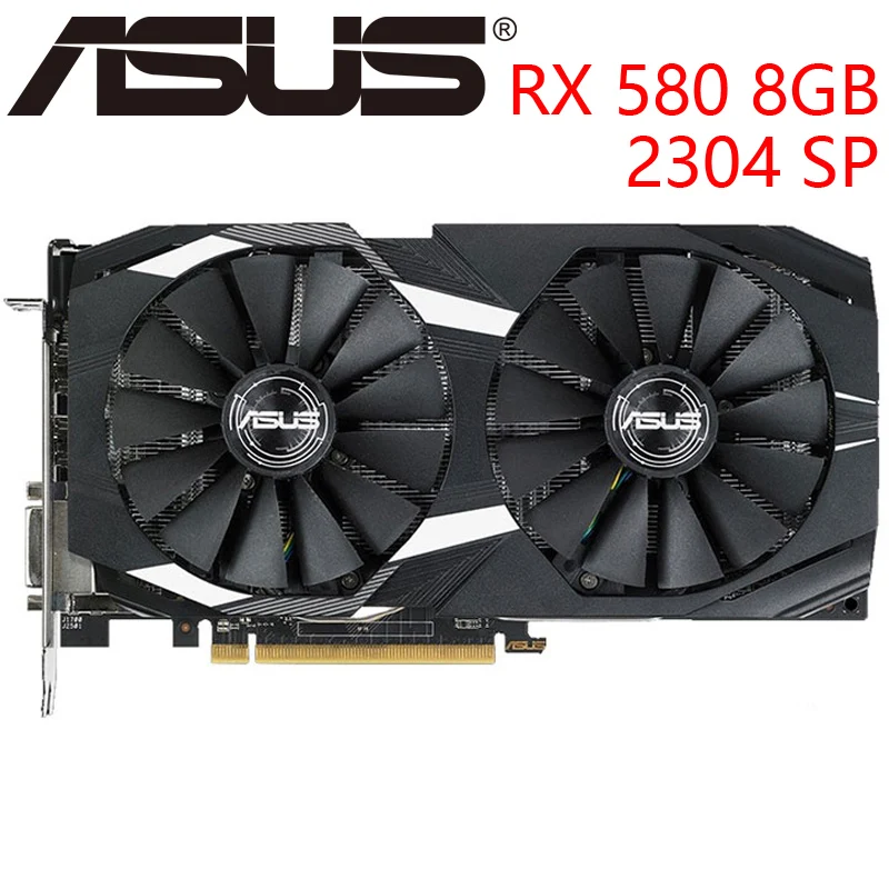 Видеокарта ASUS RX 580 8GB 256Bit GDDR5 видеокарты для AMD RX 500 серии VGA карты RX580 используется DisplayPort HDMI DVI