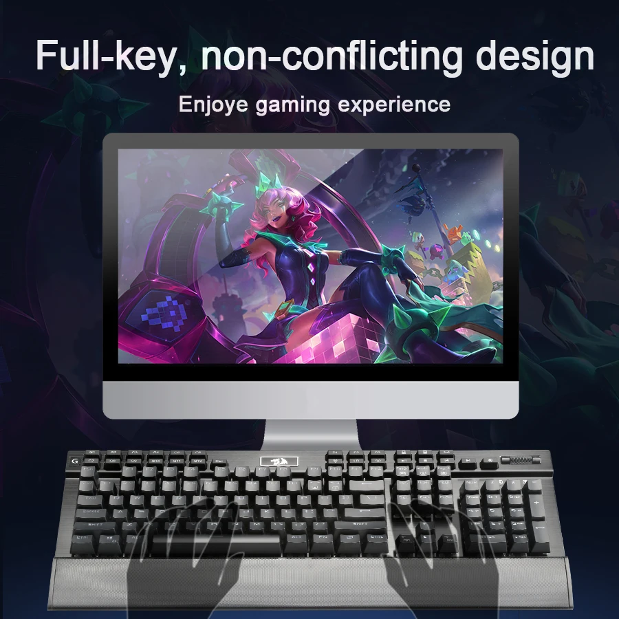 Механическая игровая клавиатура Redragon K550 с алюминиевым USB Rgb красным и фиолетовым