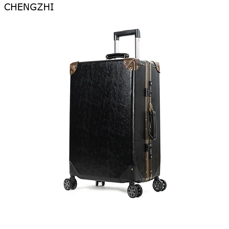 CHENGZHI 20 '✤'' дюймов ретро из искусственной кожи чемодан на колёсиках