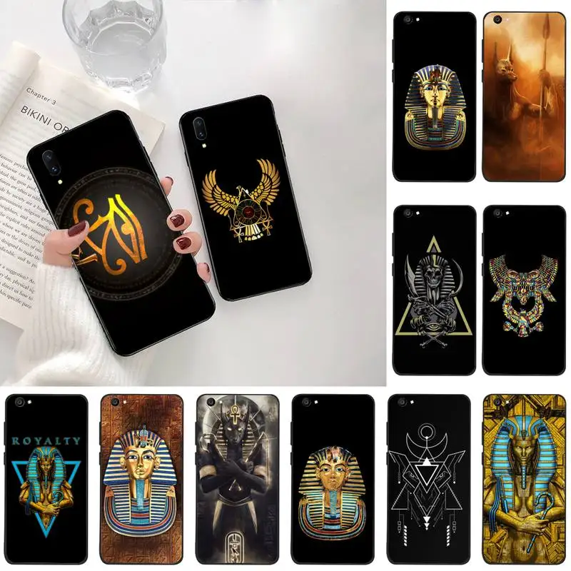 

YJZFDYRM Egypt Nefertiti Anubis Ankh Pharaoh Coque Shell Phone Case For Vivo Y91c Y17 Y51 Y67 Y55 Y93 Y81S Y19 V17 vivos5