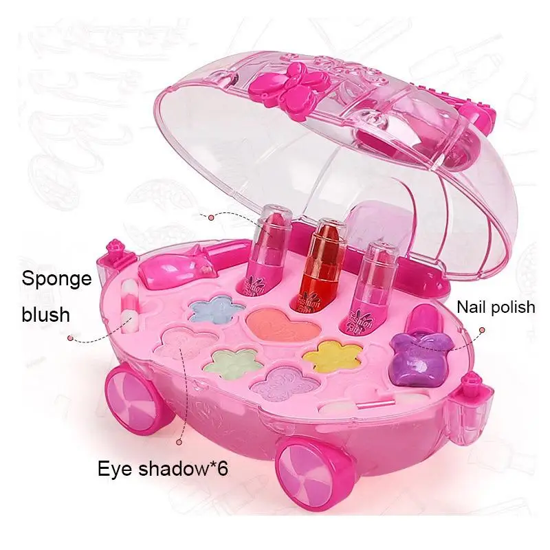 

Children Pretend Play Makeup Toys Beauty Make Up Pumpkin Car Safe Washable Princess Kids Cosmetics For Baby Girls Makeup Toys