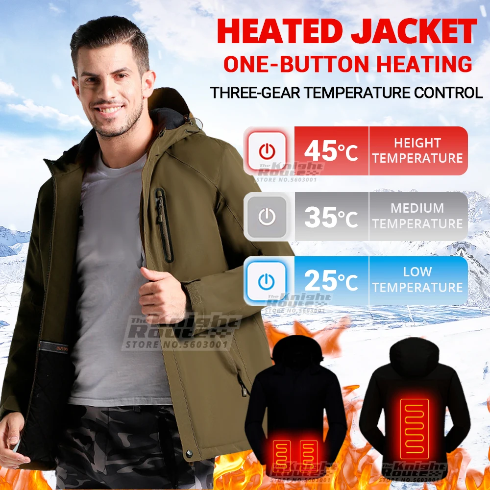 

Heated Jacket USB Heated Vest Men's Jacket Winter Thermal Outerwear Warm Jacket Hiking Hunting Fishing Ski Windproof Clothing