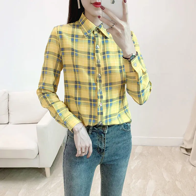 

Autumn Womens Button Up Shirt Chiffon Tops and Blouses Long Sleeve Office Lady Shirts Pink Feminina Tops Camisas De Mujer
