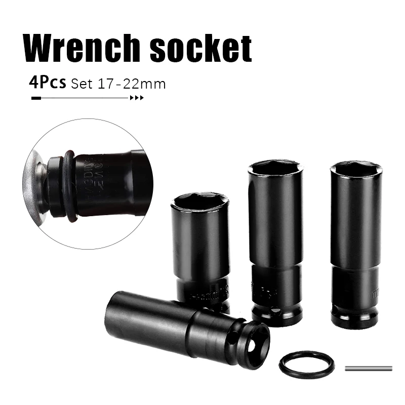 

4Pcs Set 17/19/21/22mm Electric Impact Wrench Hex Socket Head Kit Metal Material High Hardness For Makita Impact Wrench Drill