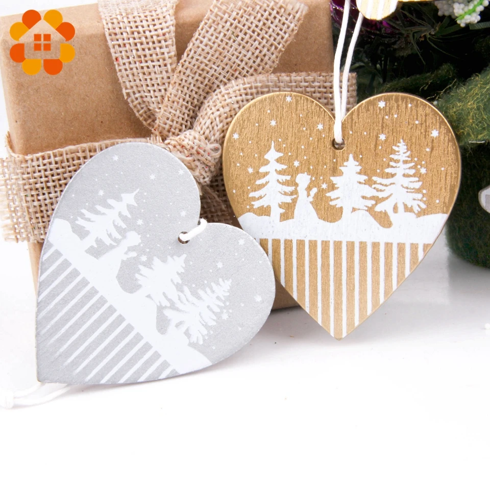 8 шт./лот золотые серебряные деревянные Рождественские Подвески с принтом