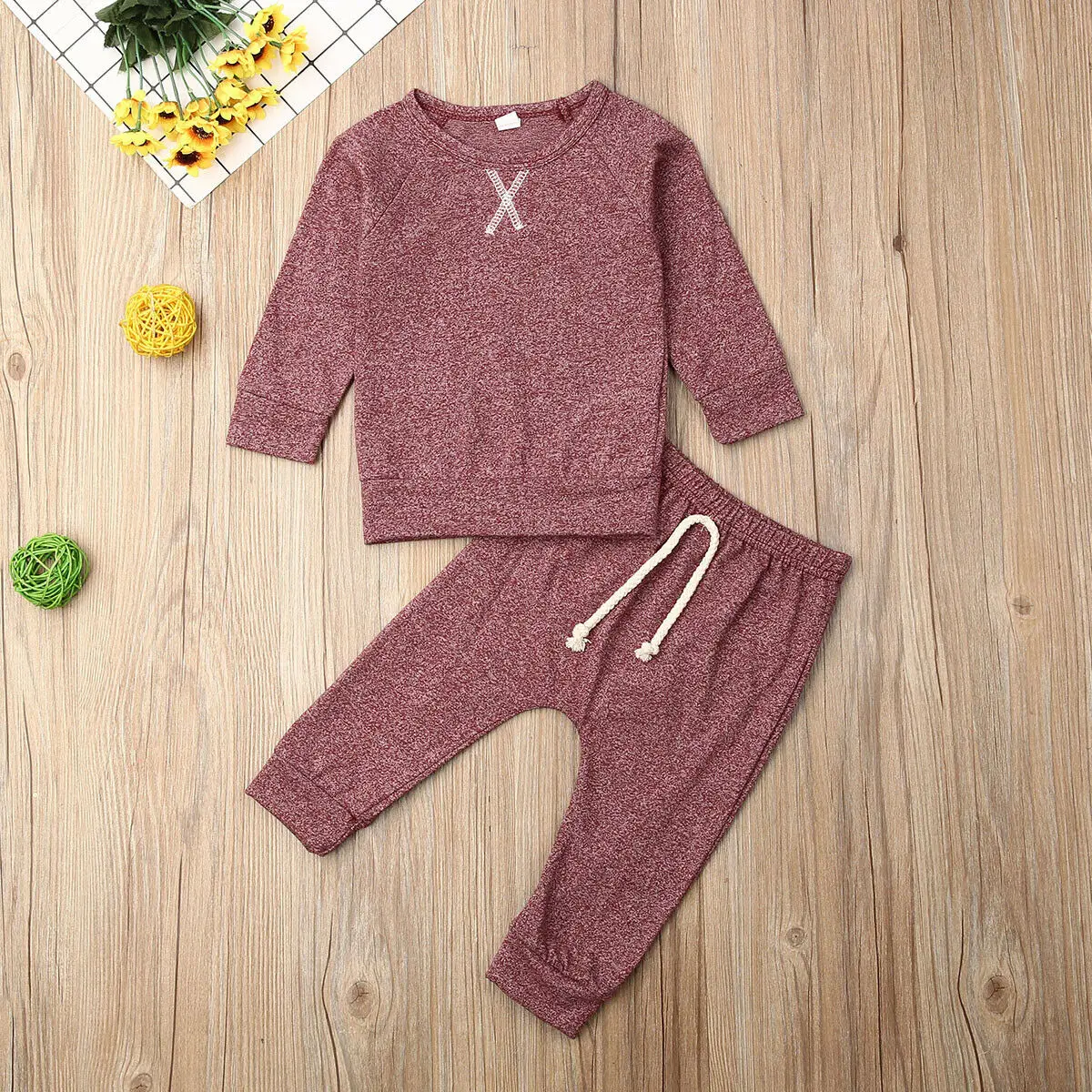 

0-24M Baby Solid Clothes Set Newborn Babies Boy Girl Autumn Outfits Shirt Tops Pants Outfit Clothing Sets
