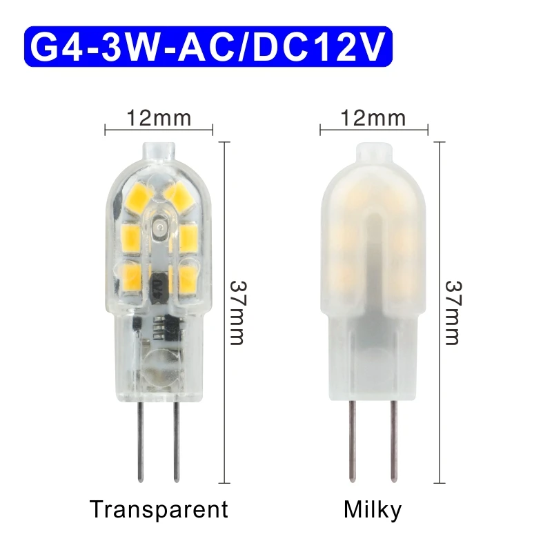 G4 3W AC DC12V 5 шт./лот светодиодный лампы 3W 5 Вт G4 G9 светильник лампочка переменного тока 220V DC 12V Светодиодный светильник SMD2835 Точечный светильник люстра светильник ing заменить галогенные лампы - Испускаемый цвет: G4 3W AC DC12V