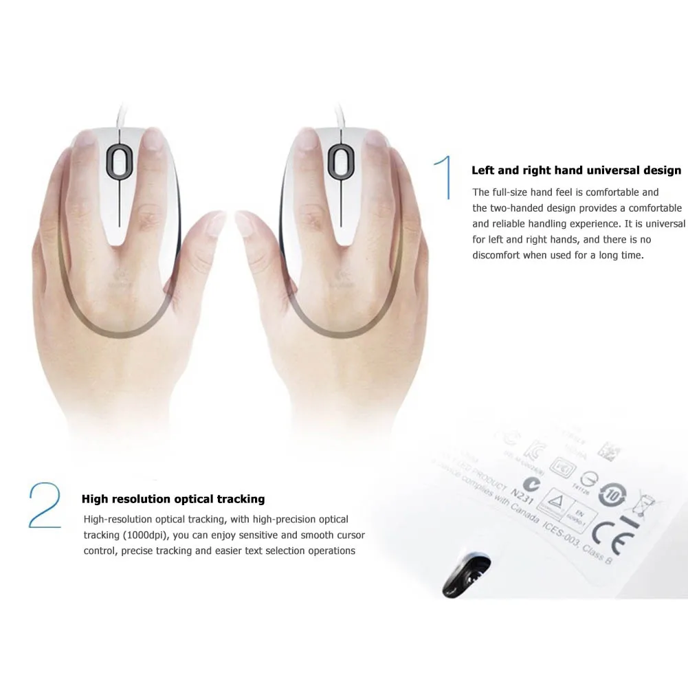 Logitech M100R USB Проводная оптическая мышь компьютерная эргономичная 1000 точек/дюйм