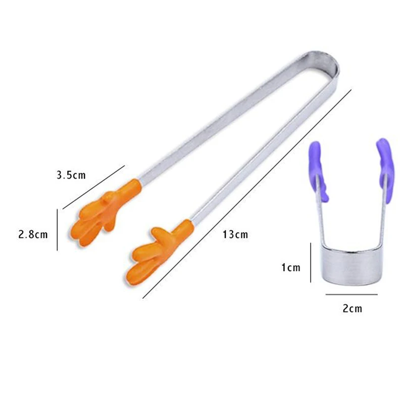 

1PC Stainless Steel Food Clip Silicone Tongs Hanging Hand Vegetable Fruit Salad Cake Clip Food Tongs Kitchen Tools