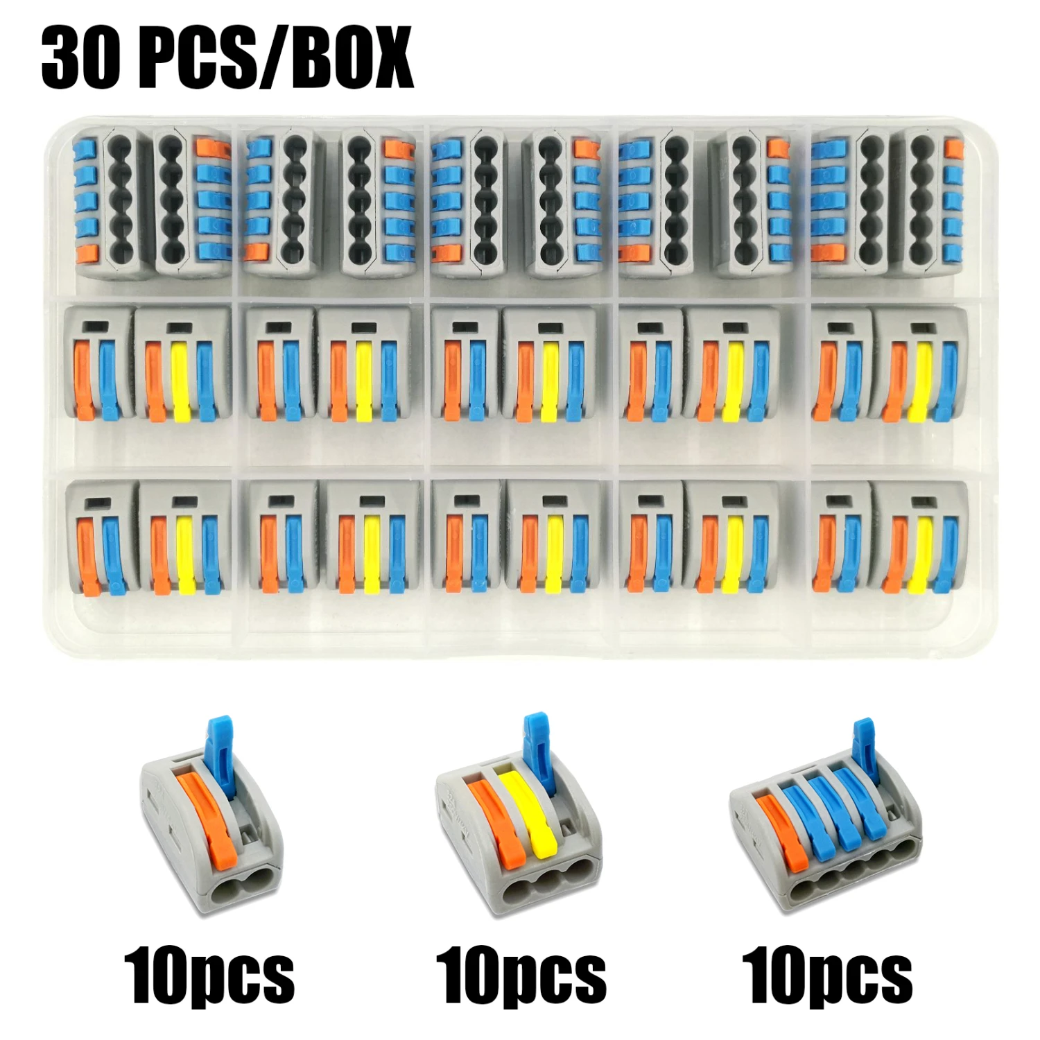 30boxA (color) Тип 30/50/60/96 шт смешанные в штучной упаковке быстрый соединитель проводов PCT-212/213/214/215 компактный проводки соединитель-проводник клеммной колодки - Цвет: 30boxA (color)